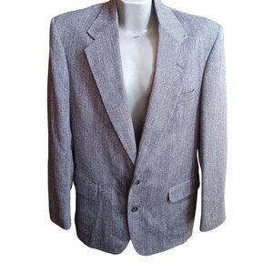 Vintage Blazer 42L Dobbshire Tailored USA Gray Wool Jacket 2Button Herringbone